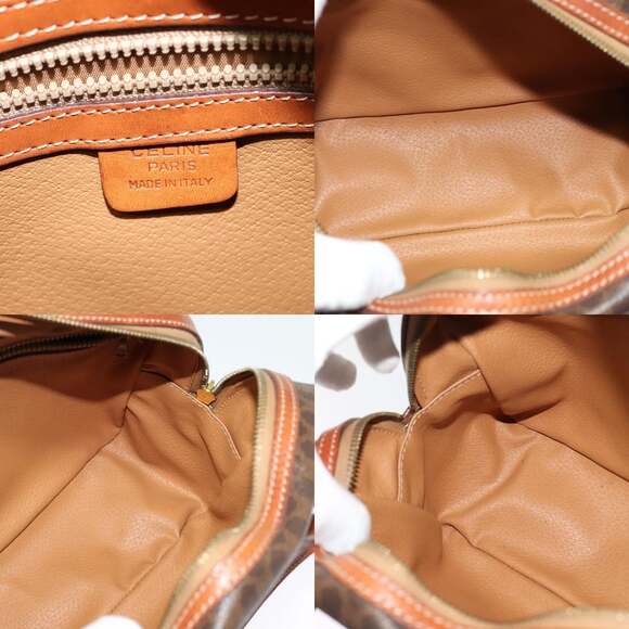 CELINE Macadam Canvas Hand Bag Pvc Leather Brown Gold - Picture 12 of 13